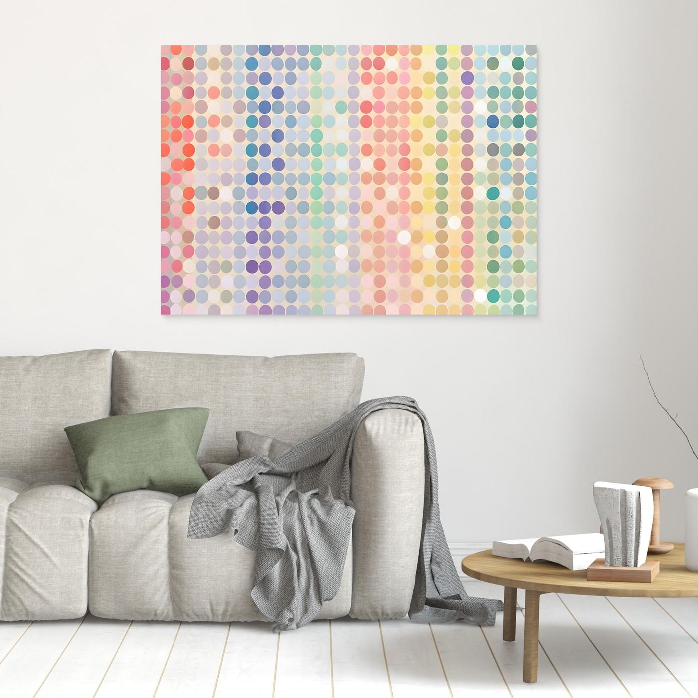 Soft Pastel Polka Dot Gradient Abstract Pattern with Colorful Circular Mosaic
