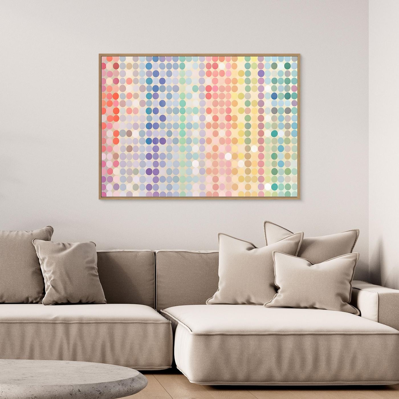 Soft Pastel Polka Dot Gradient Abstract Pattern with Colorful Circular Mosaic