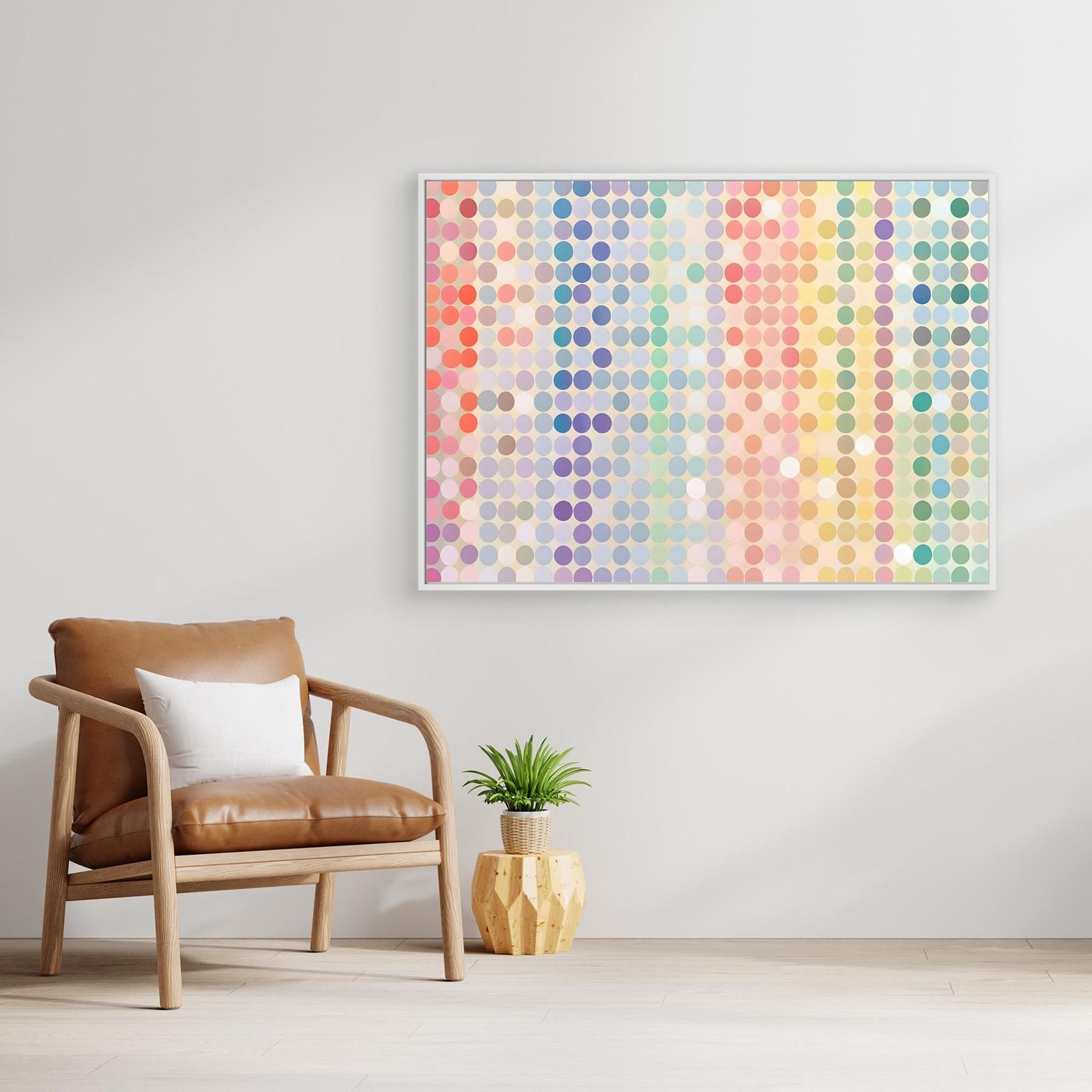 Soft Pastel Polka Dot Gradient Abstract Pattern with Colorful Circular Mosaic