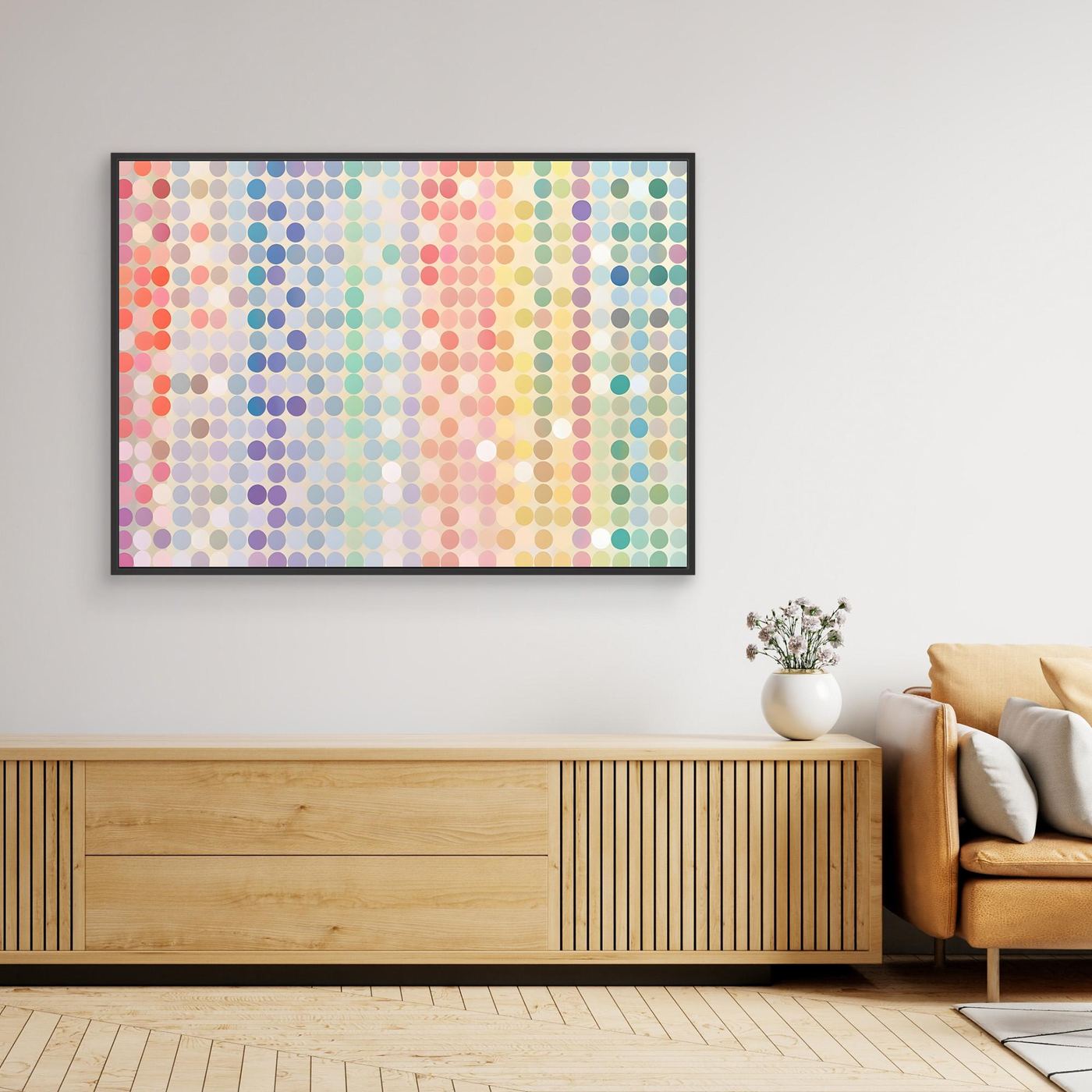 Soft Pastel Polka Dot Gradient Abstract Pattern with Colorful Circular Mosaic