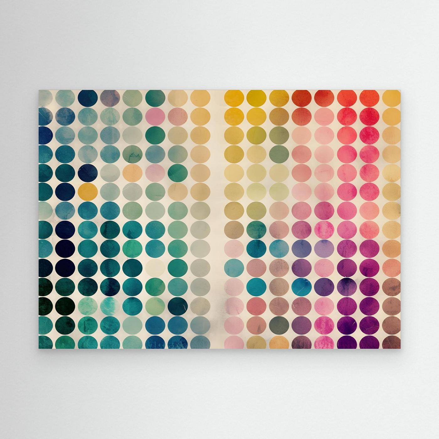 Modern Geometric Color Circle Abstract Artwork Featuring Vibrant Gradient Dot Pattern