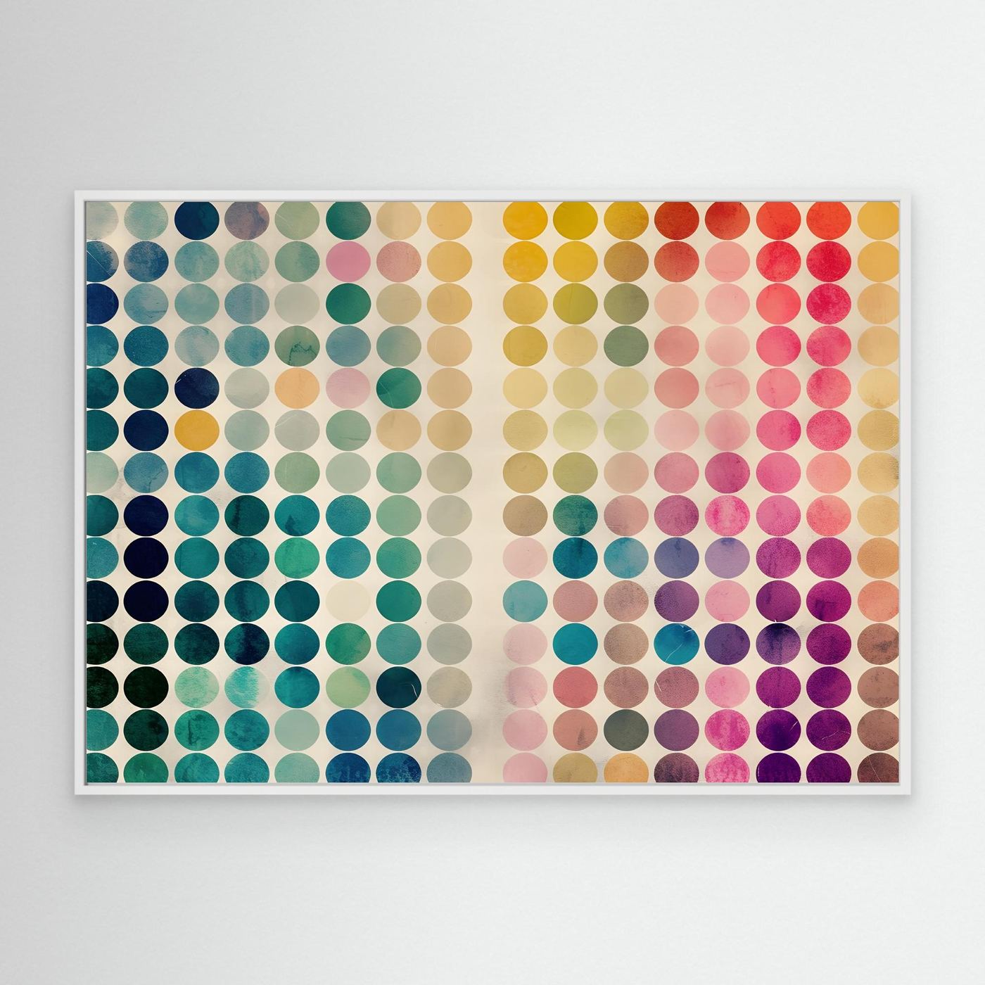 Modern Geometric Color Circle Abstract Artwork Featuring Vibrant Gradient Dot Pattern