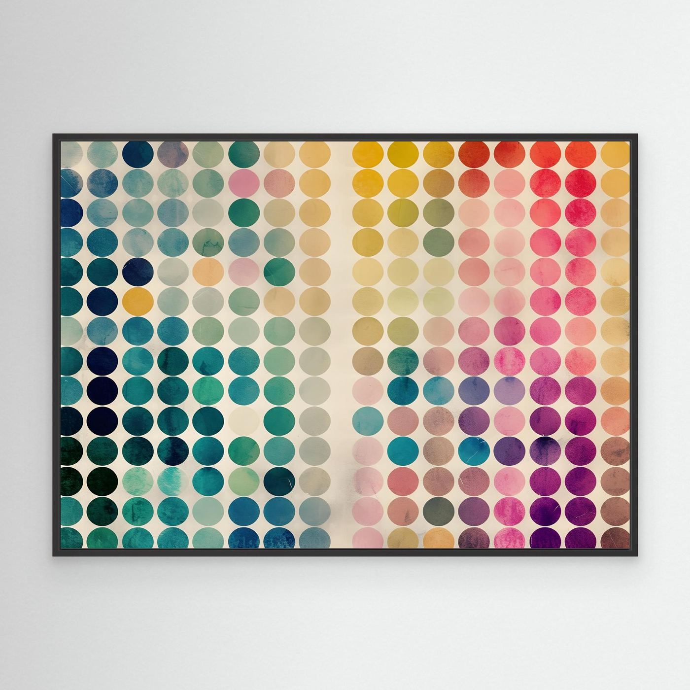 Modern Geometric Color Circle Abstract Artwork Featuring Vibrant Gradient Dot Pattern