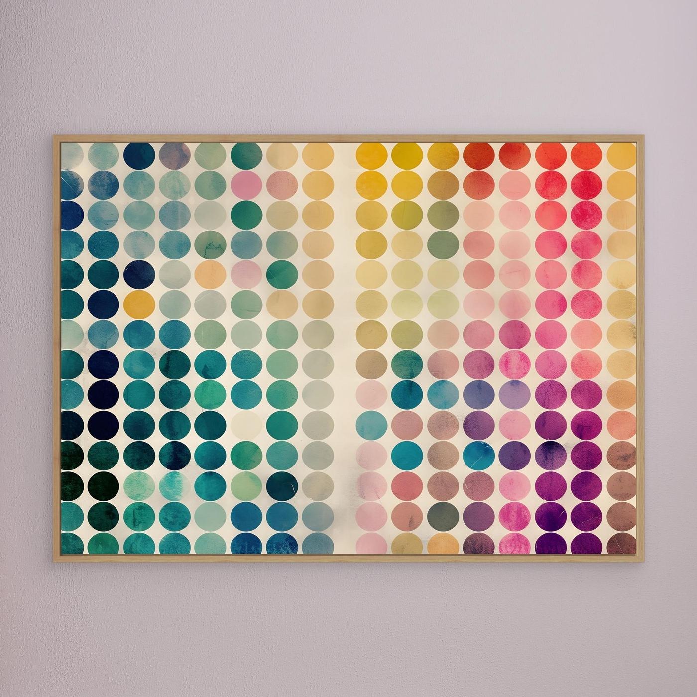 Modern Geometric Color Circle Abstract Artwork Featuring Vibrant Gradient Dot Pattern