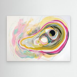 Modern Organic Abstract Swirl Wall Art in Pink, Gold & Olive Green
