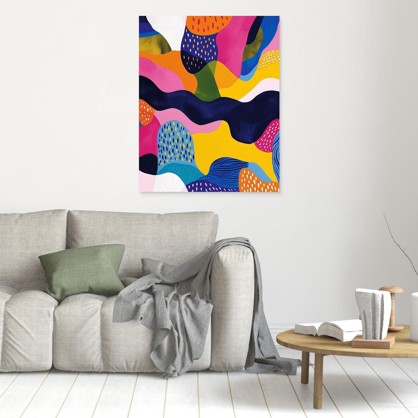 Bold Colorful Organic Abstract Shapes Modern Contemporary Wall Art