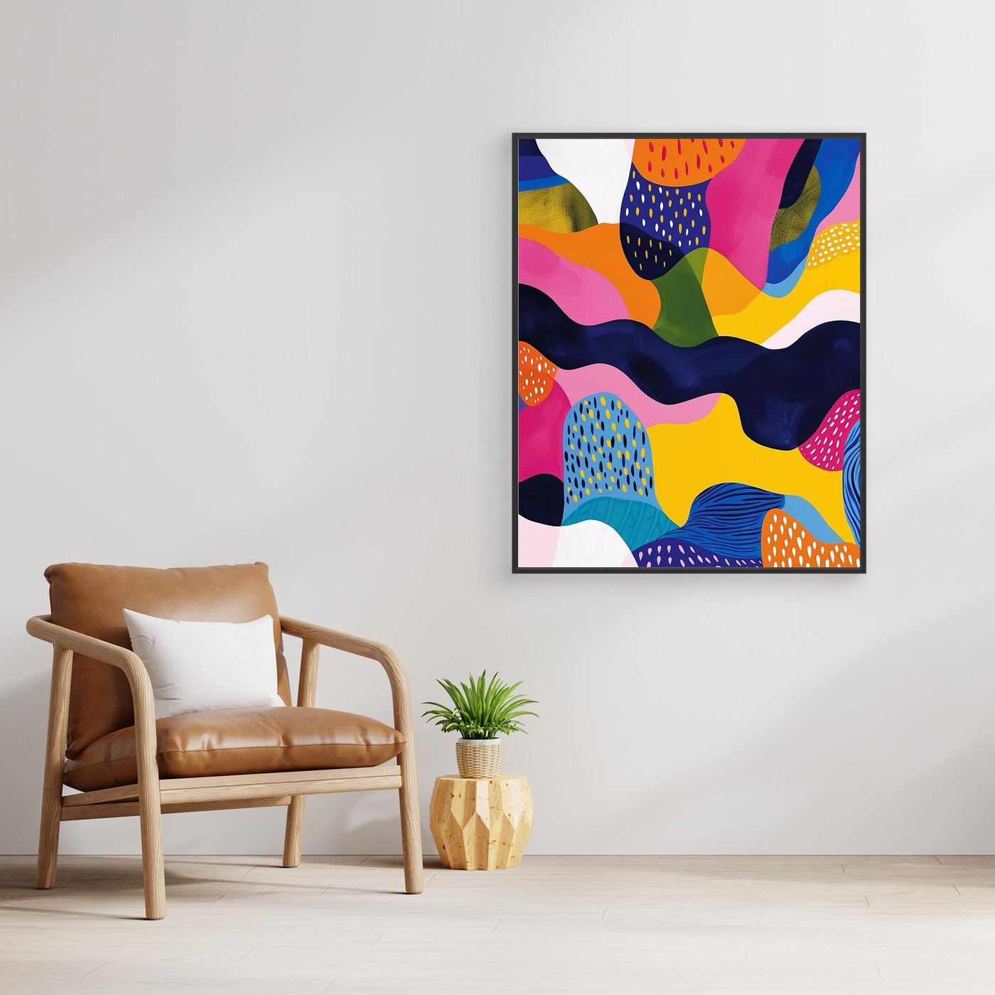 Bold Colorful Organic Abstract Shapes Modern Contemporary Wall Art