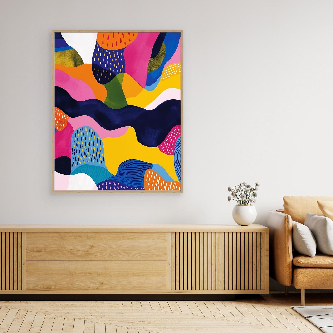 Bold Colorful Organic Abstract Shapes Modern Contemporary Wall Art