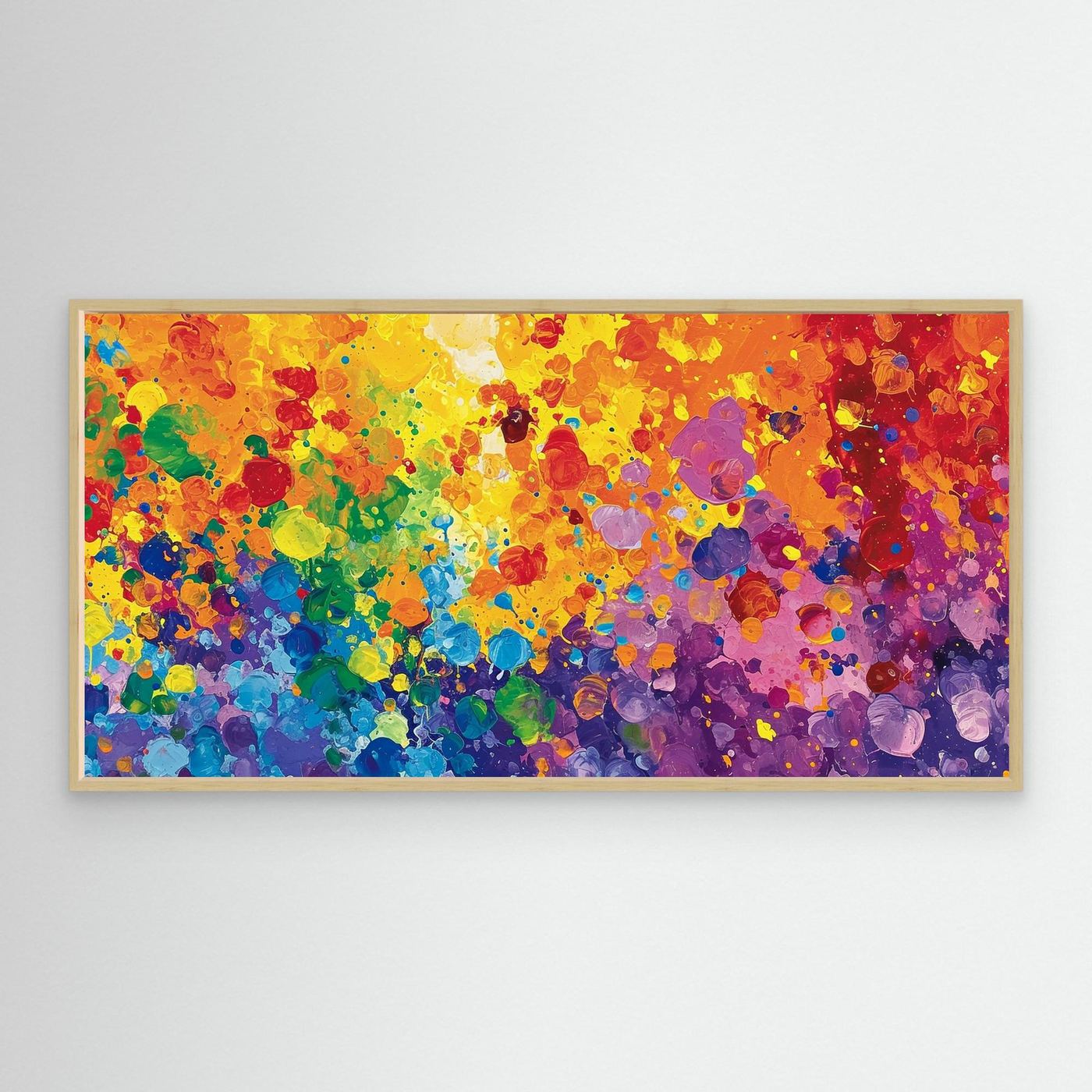 Vibrant Color Splash Abstract Expressionist Painting for Modern Wall Décor