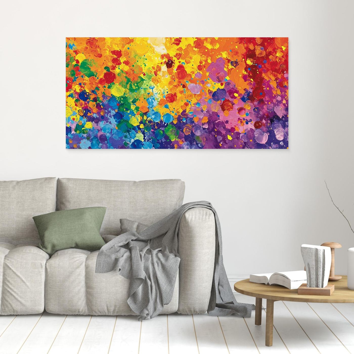 Vibrant Color Splash Abstract Expressionist Painting for Modern Wall Décor