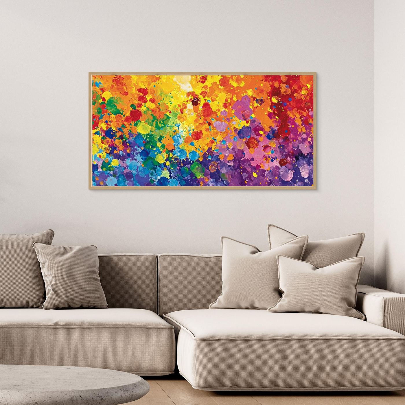 Vibrant Color Splash Abstract Expressionist Painting for Modern Wall Décor