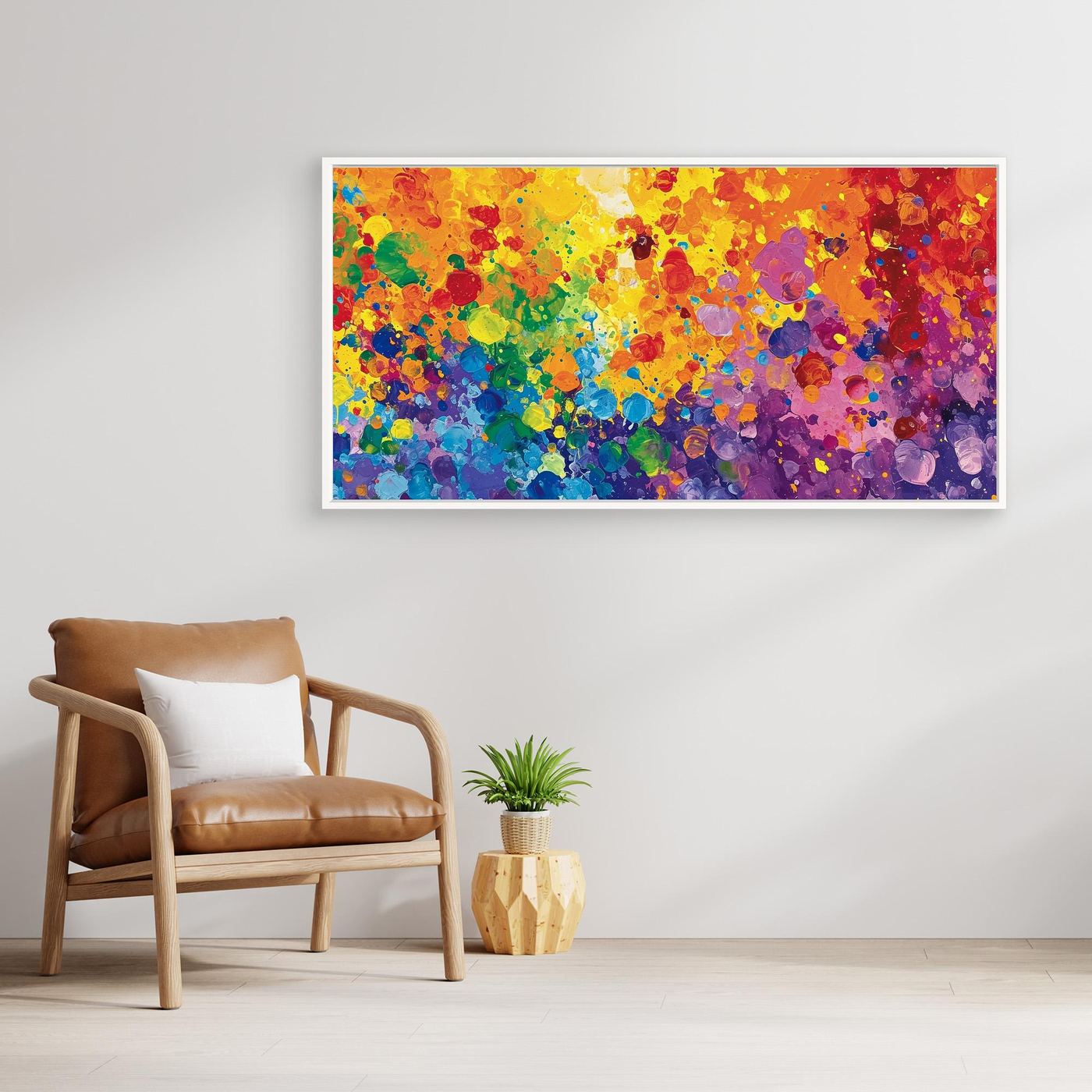 Vibrant Color Splash Abstract Expressionist Painting for Modern Wall Décor