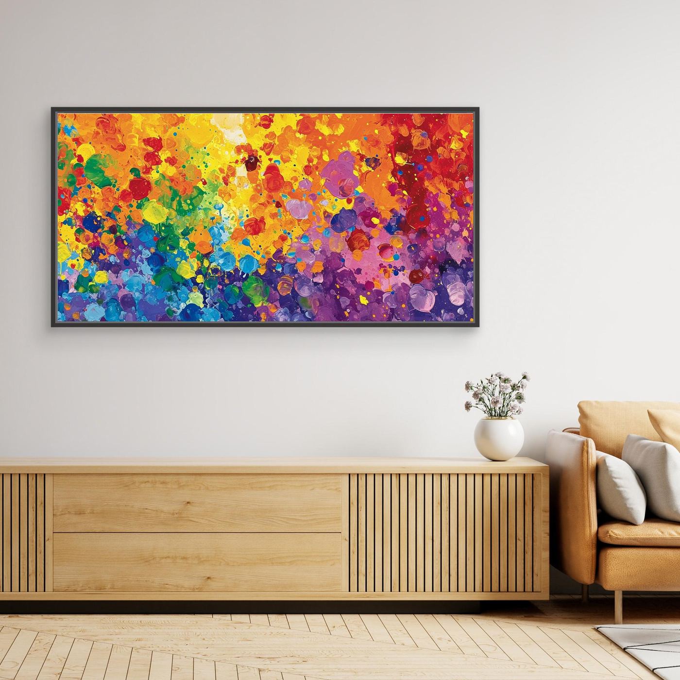 Vibrant Color Splash Abstract Expressionist Painting for Modern Wall Décor