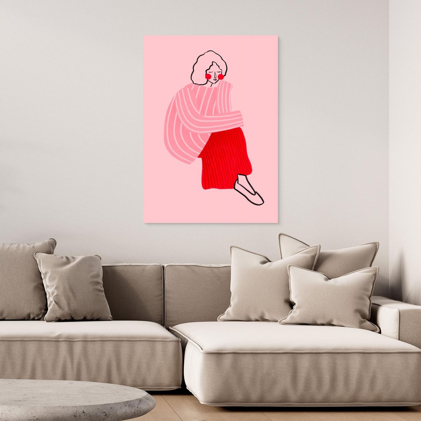 Pink and Red Line Lady by Bea Müller