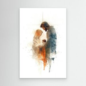 Holy Family Watercolor Christian Art