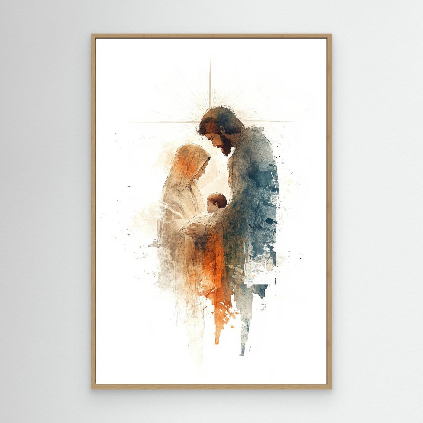 Holy Family Watercolor Christian Art