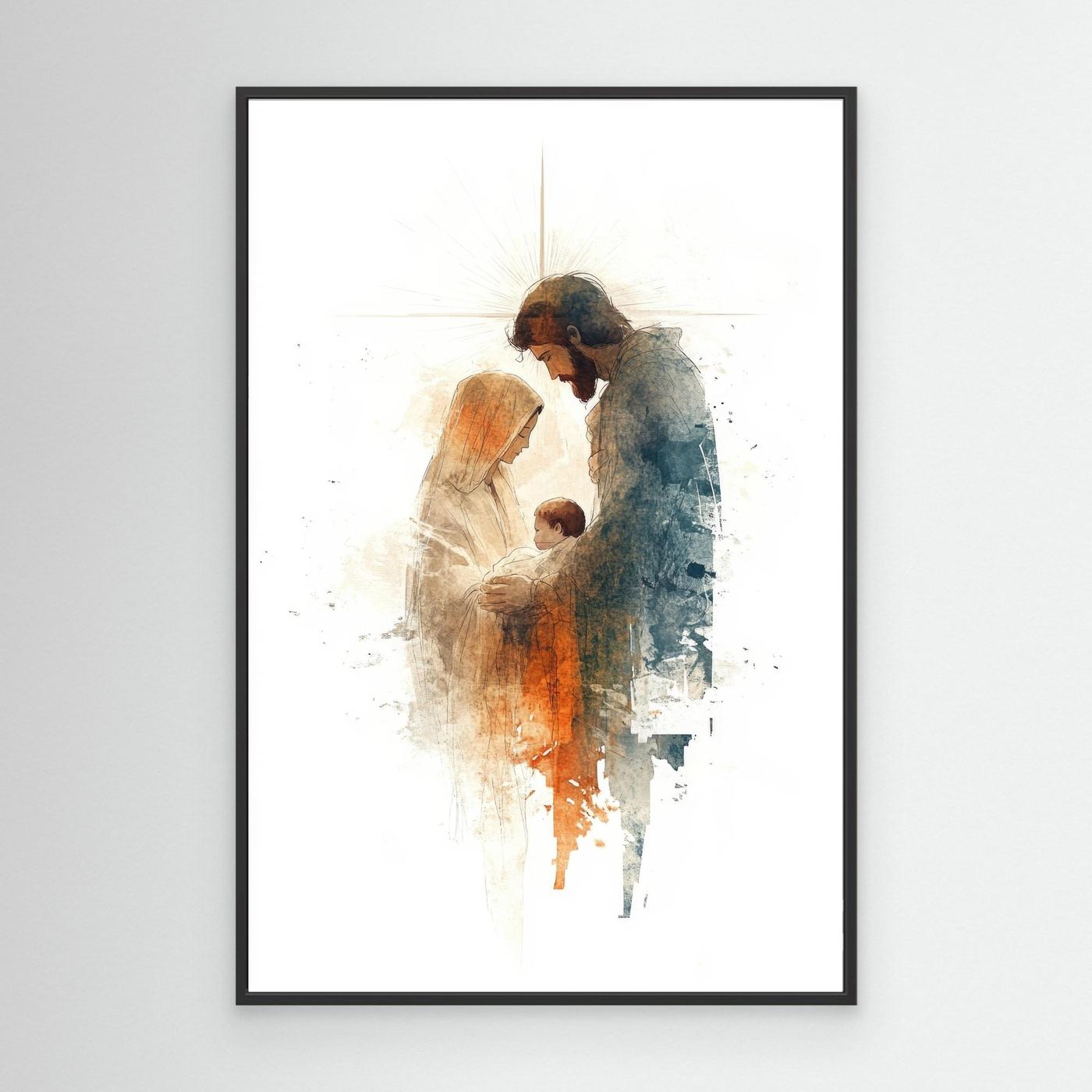 Holy Family Watercolor Christian Art