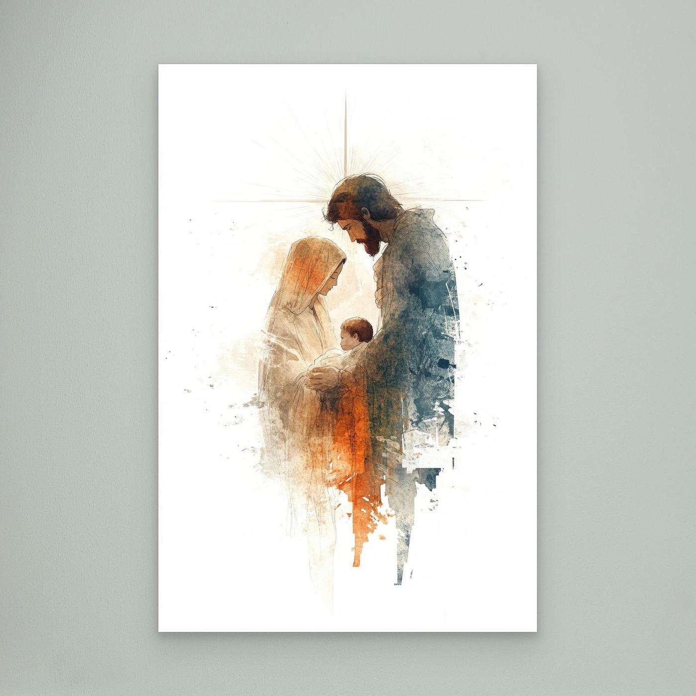 Holy Family Watercolor Christian Art