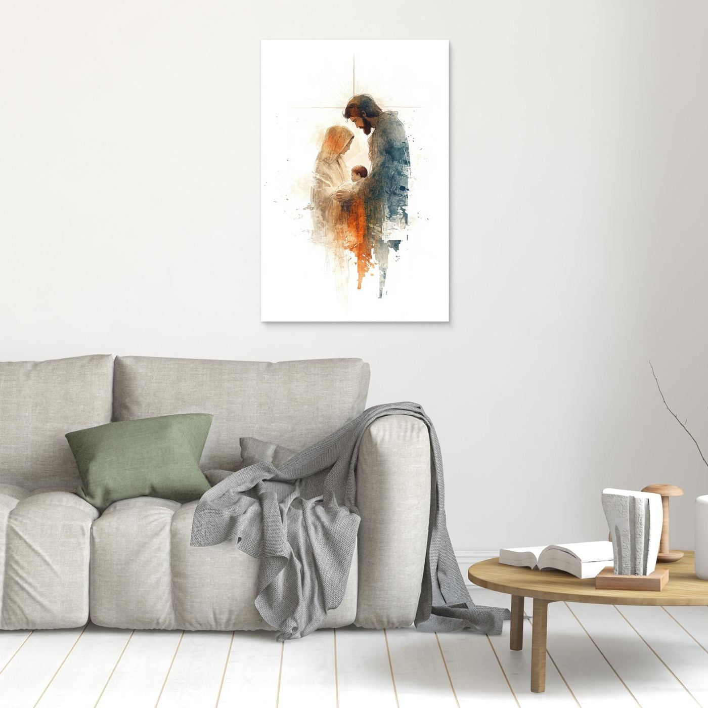 Holy Family Watercolor Christian Art