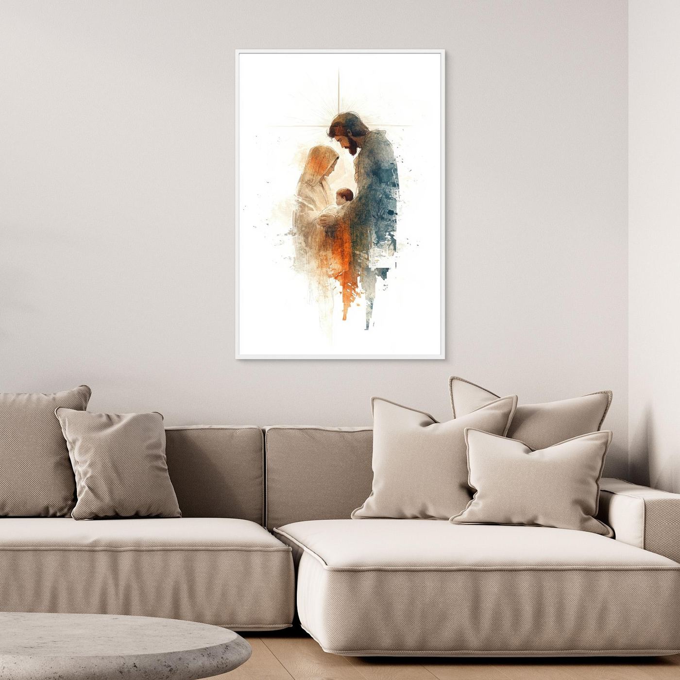 Holy Family Watercolor Christian Art