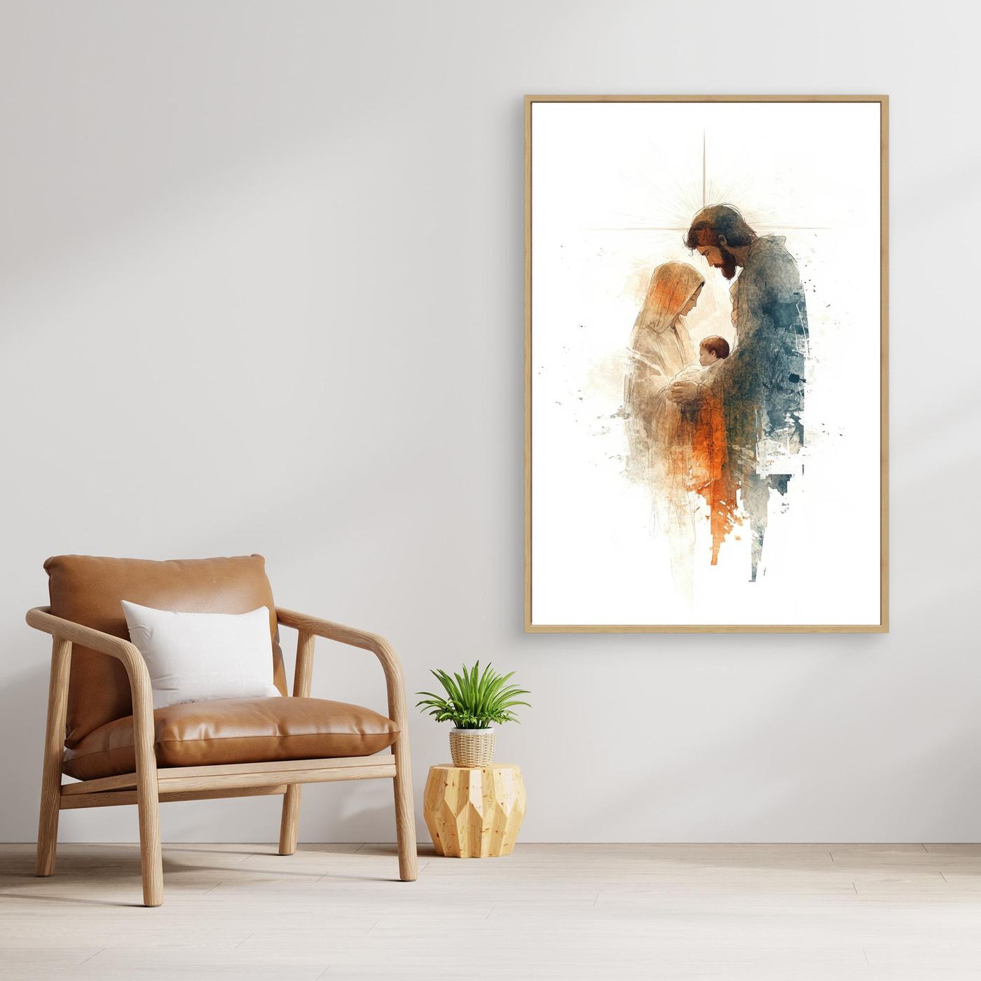 Holy Family Watercolor Christian Art