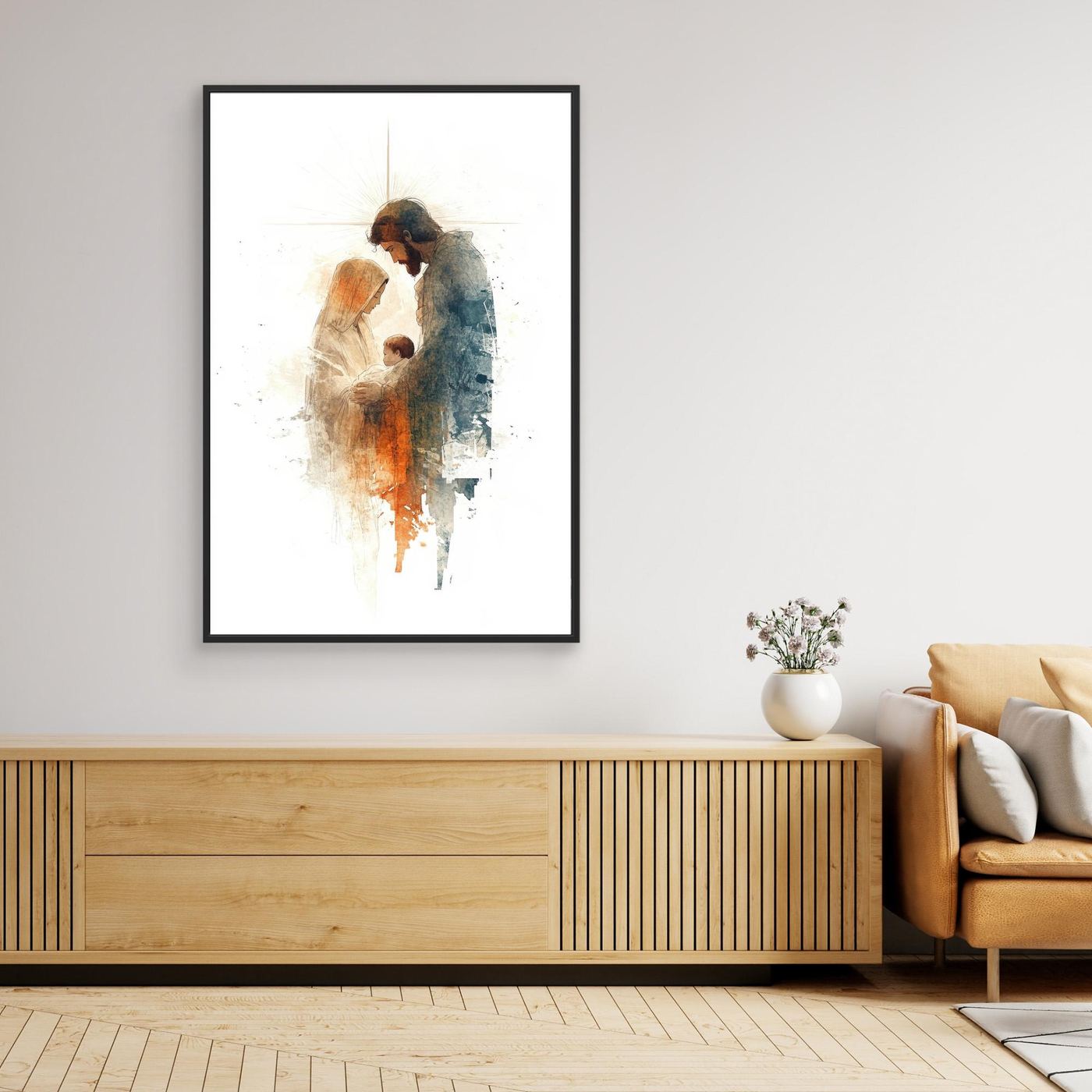 Holy Family Watercolor Christian Art