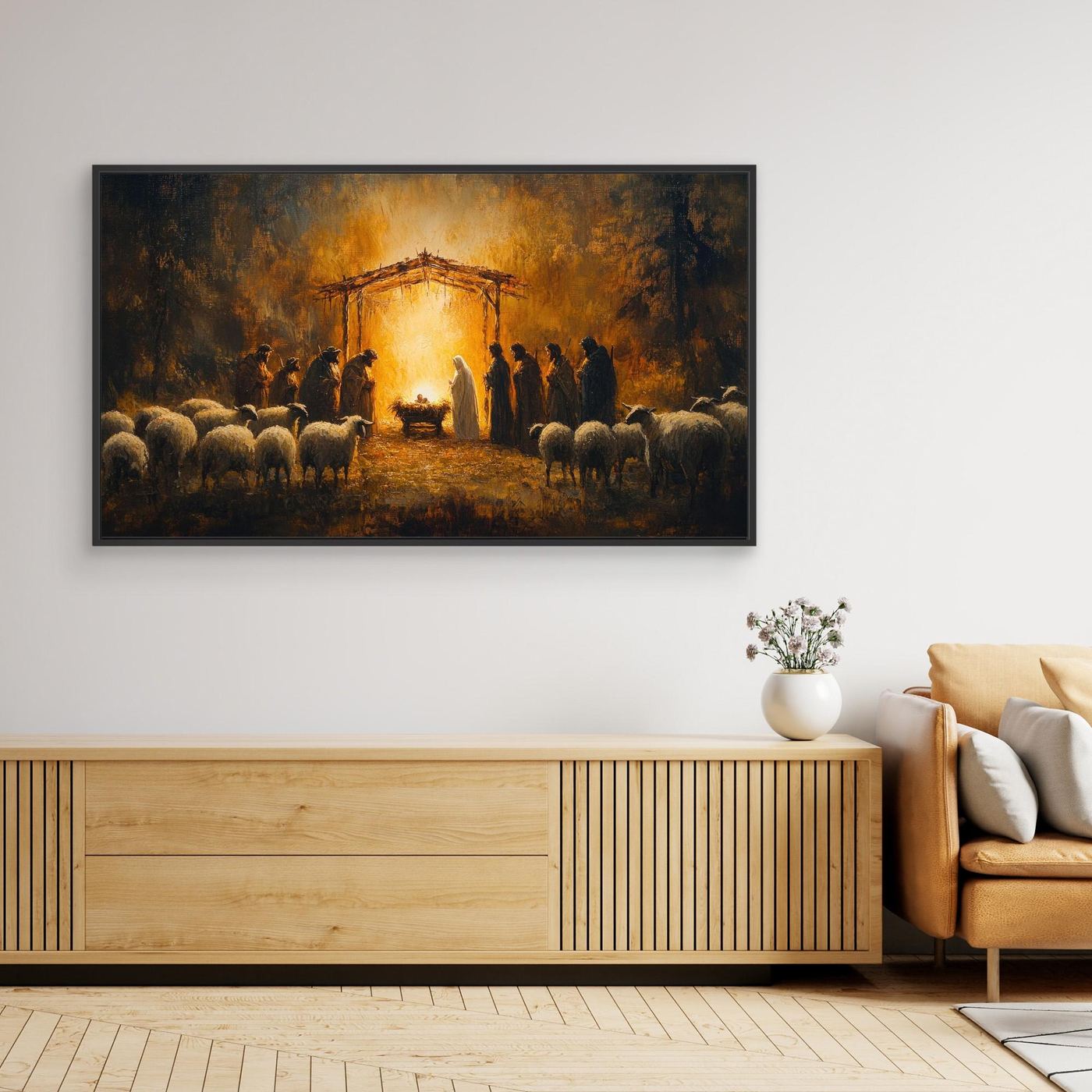 The Nativity of Christ – Shepherds Worship the Newborn King Art