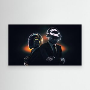 Futuristic Robot Duo in Sleek Black Suits Art