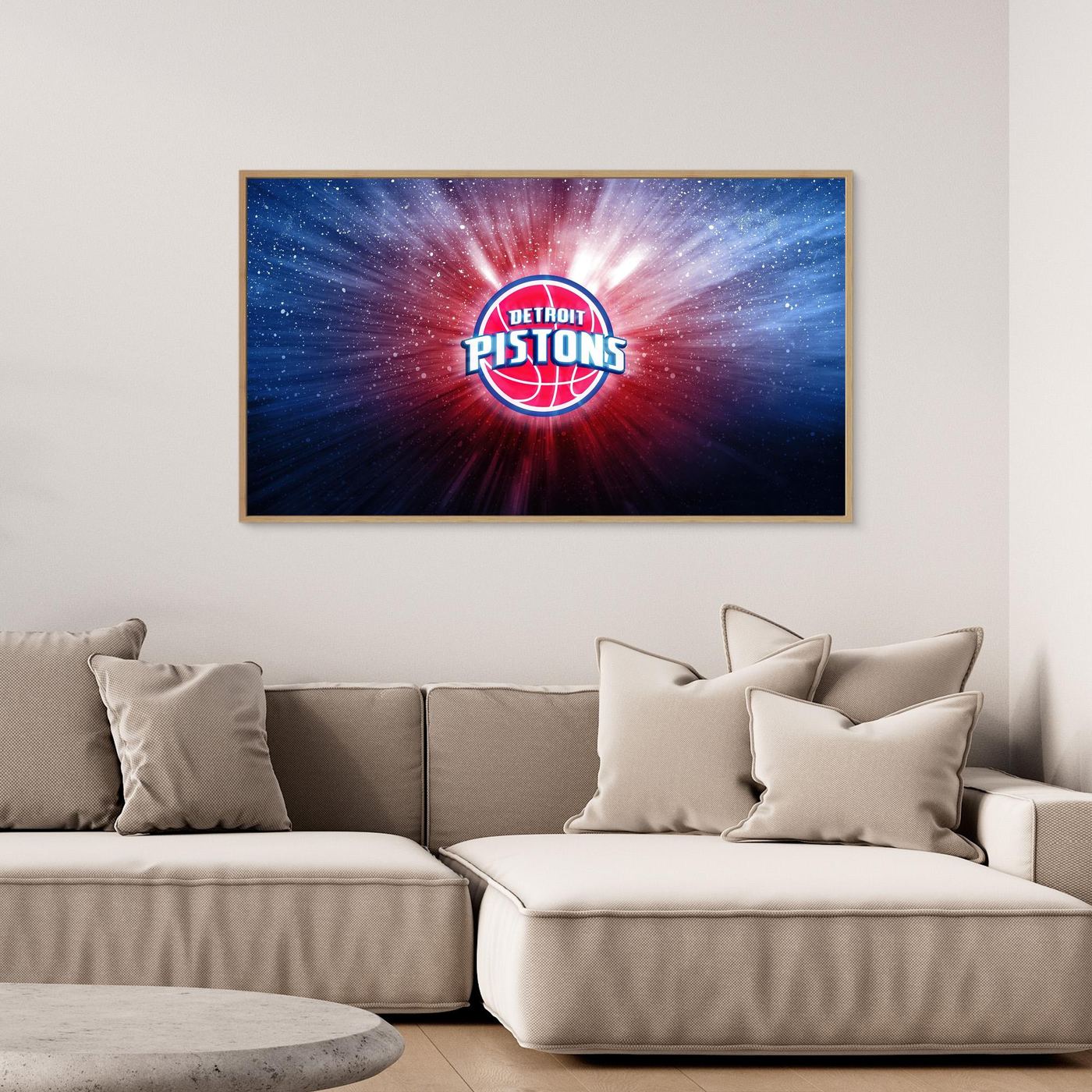 Detroit Pistons Cosmic Logo with Radiant Light Burst