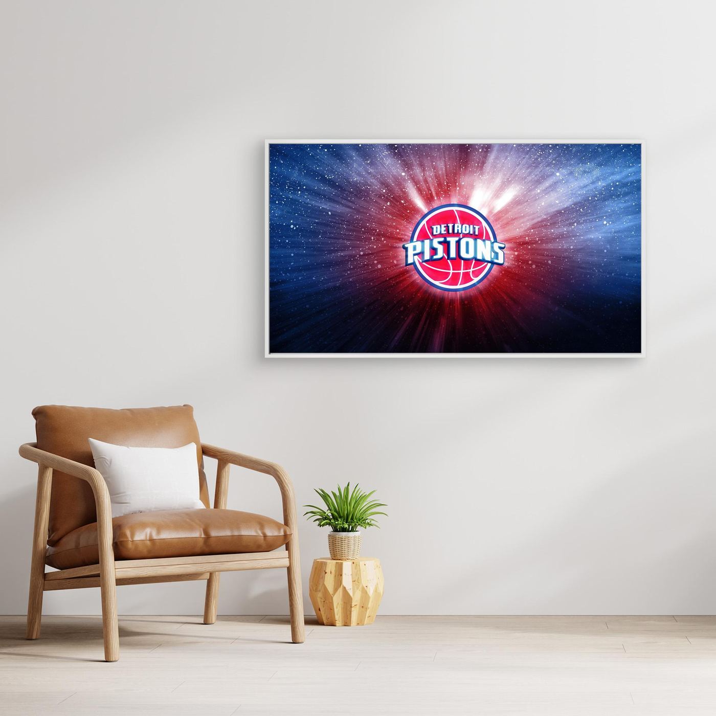 Detroit Pistons Cosmic Logo with Radiant Light Burst