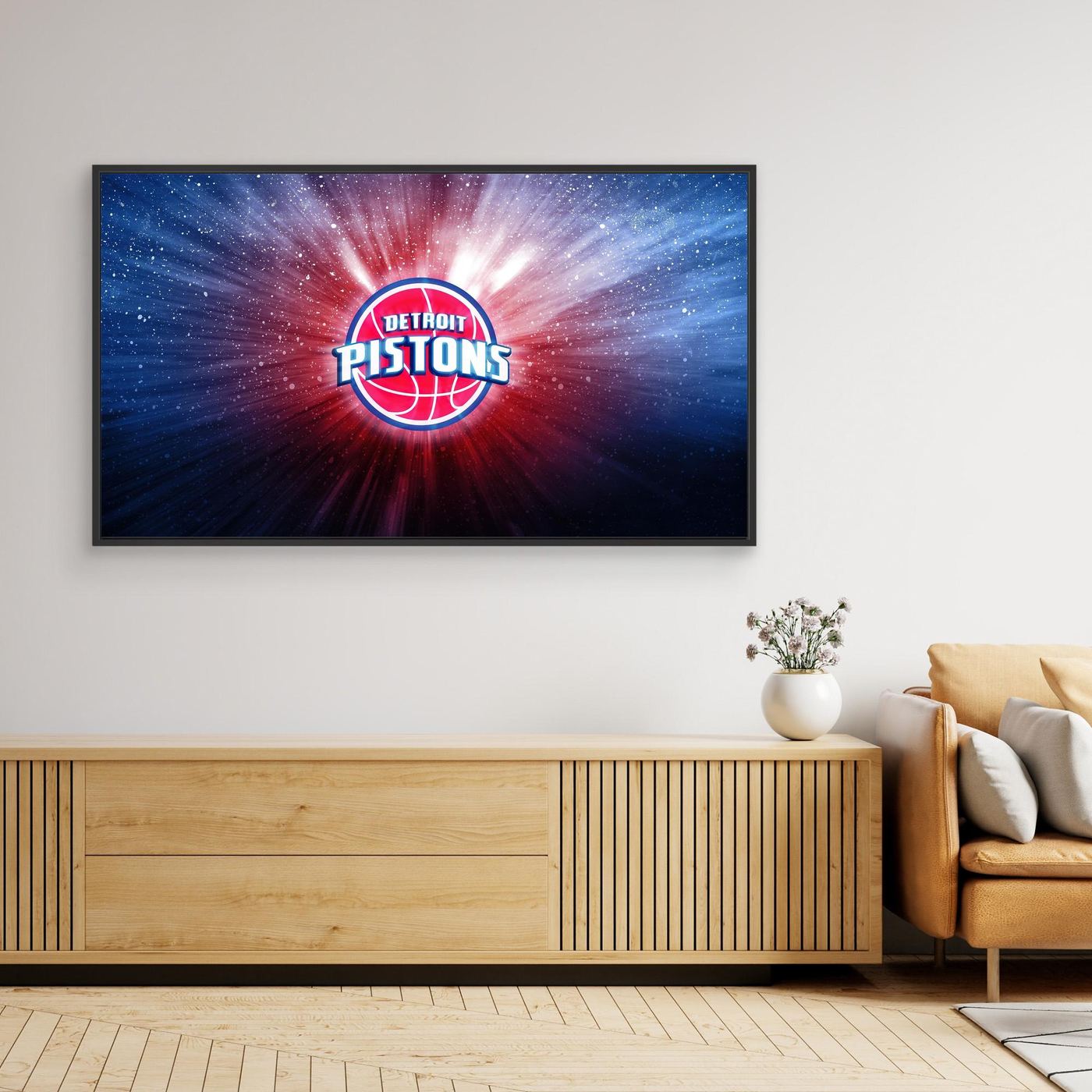 Detroit Pistons Cosmic Logo with Radiant Light Burst