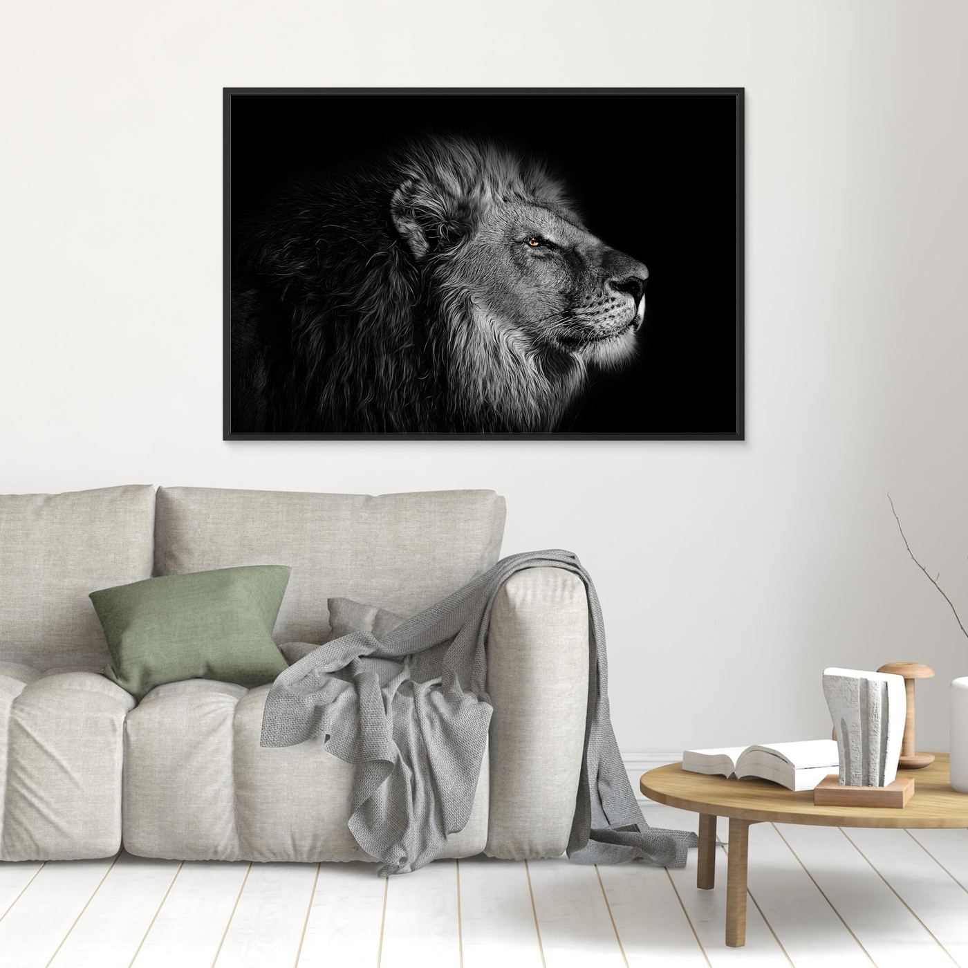 Majestic Black and White Lion Portrait 4K Wallpaper