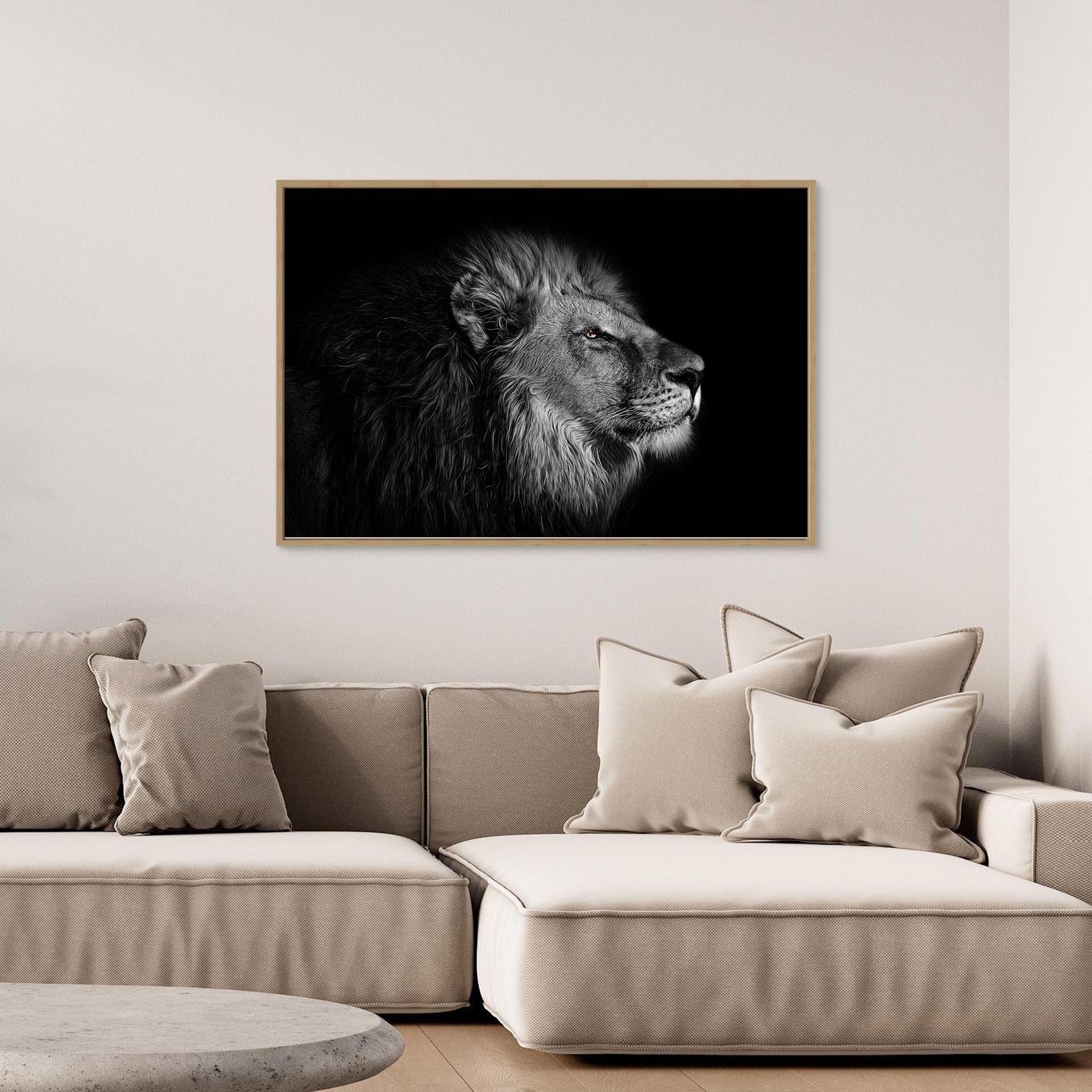 Majestic Black and White Lion Portrait 4K Wallpaper