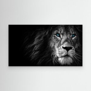 Majestic Blue-Eyed Lion Black & White 4K Wallpaper