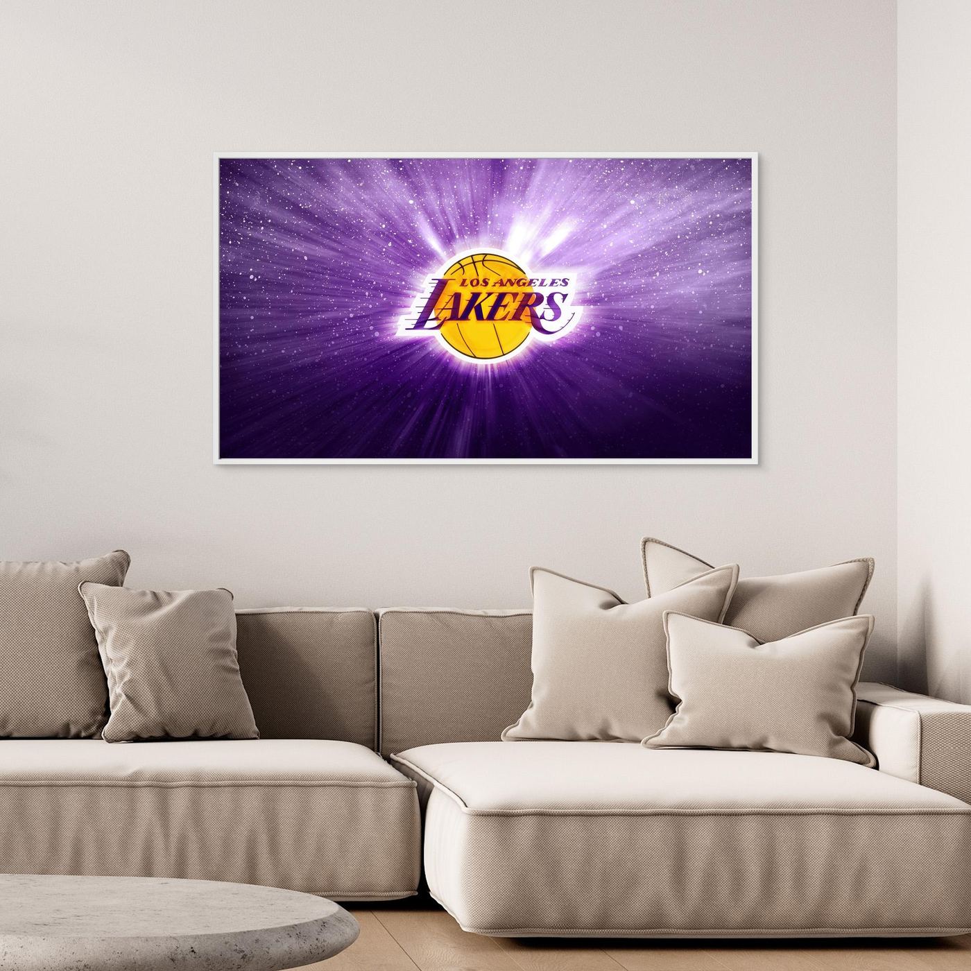 Los Angeles Lakers Logo Galaxy Purple 4K Wallpaper