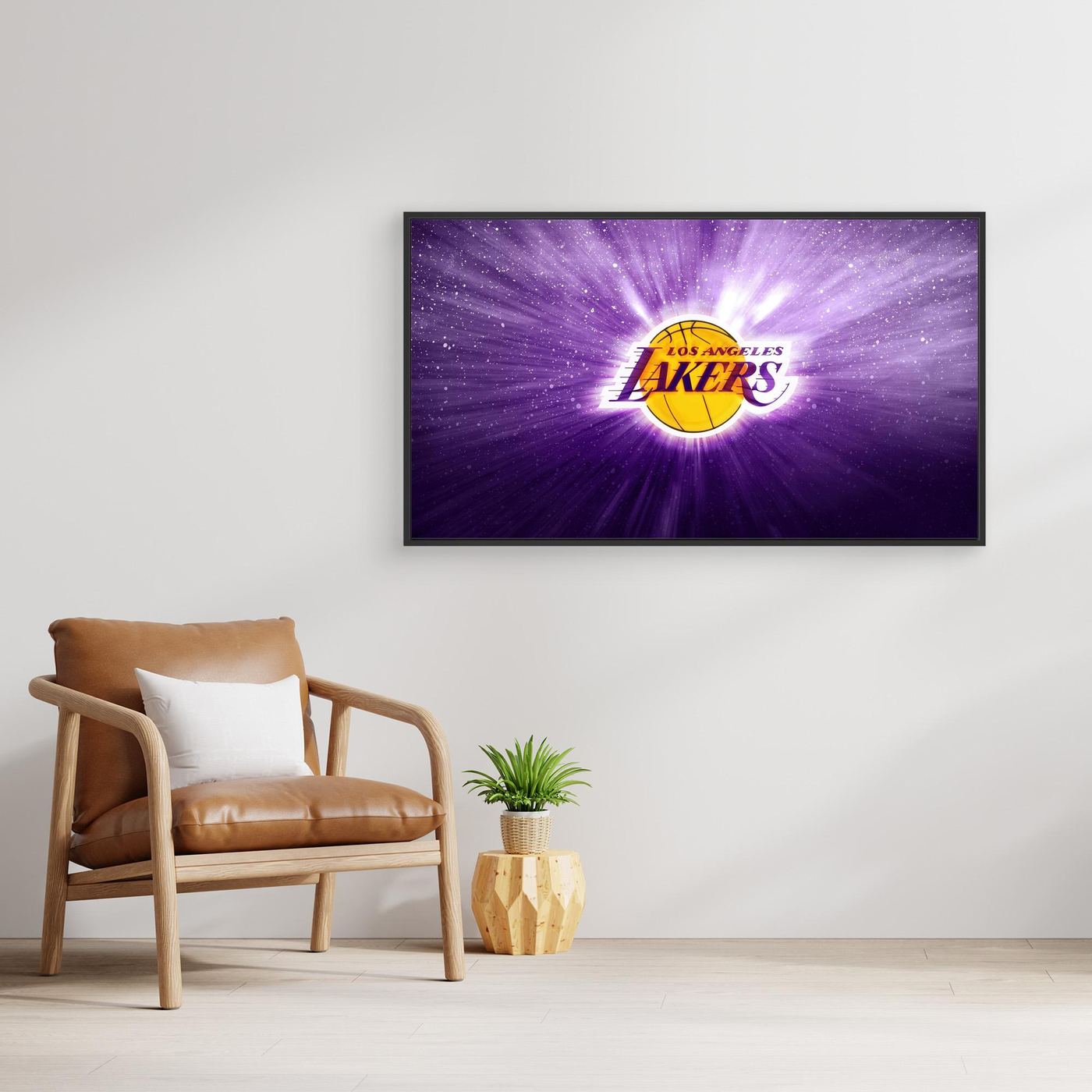 Los Angeles Lakers Logo Galaxy Purple 4K Wallpaper