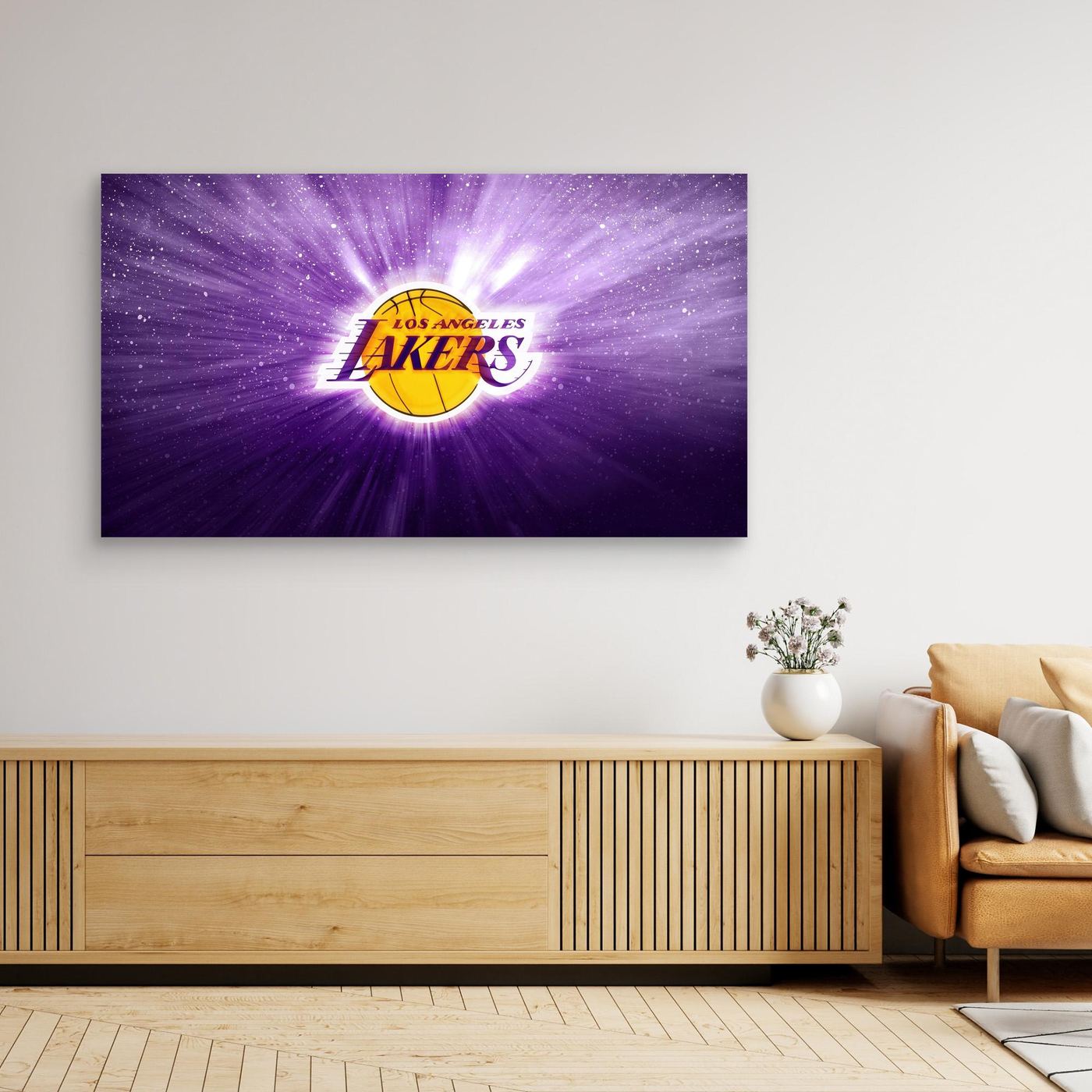 Los Angeles Lakers Logo Galaxy Purple 4K Wallpaper