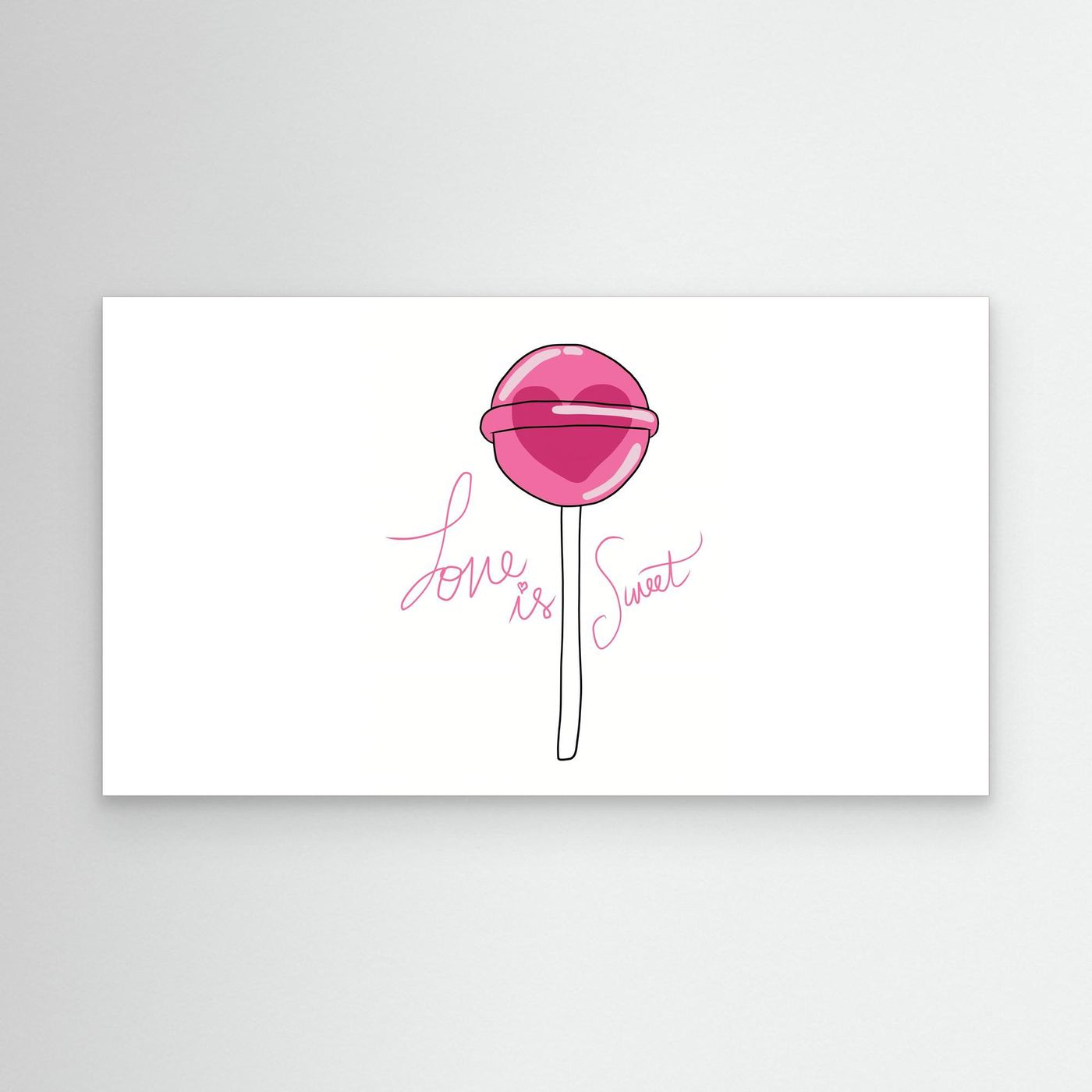 Love Is Sweet Pink Lollipop Minimal Wallpaper