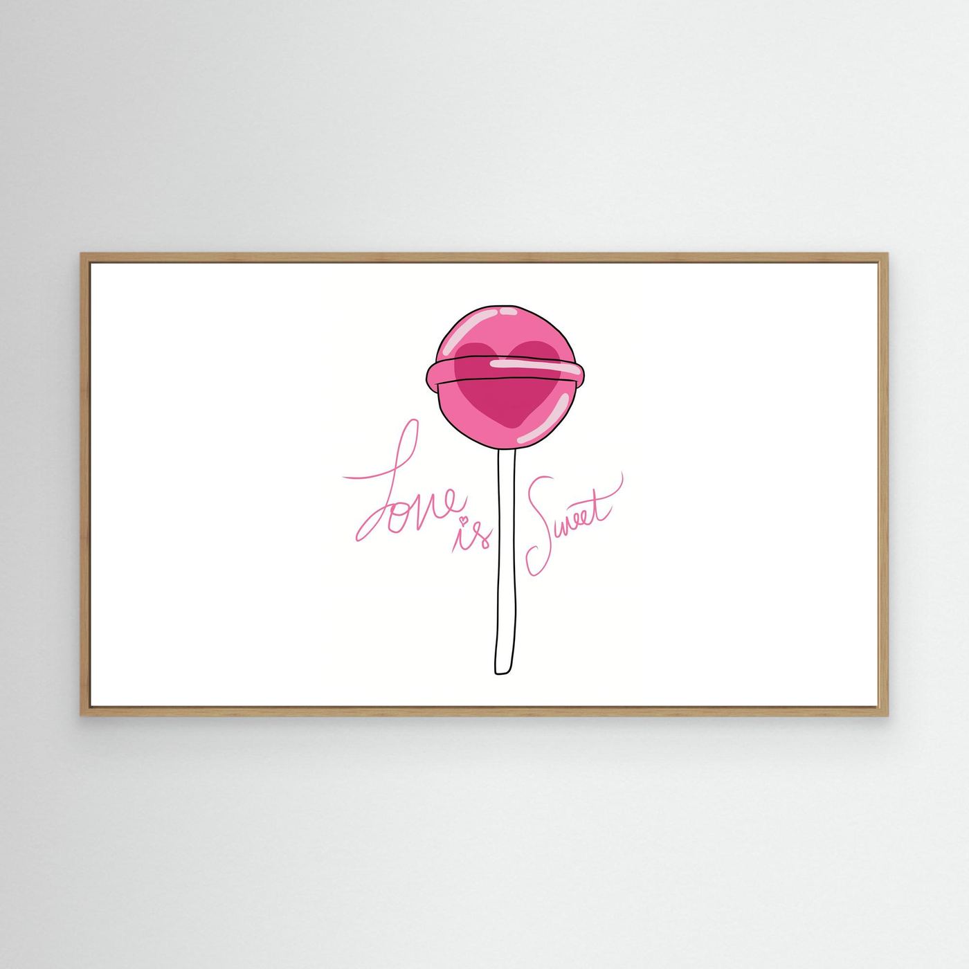 Love Is Sweet Pink Lollipop Minimal Wallpaper