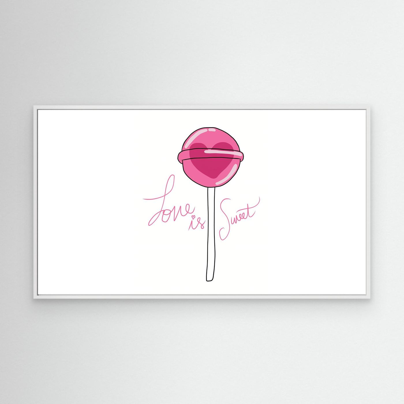 Love Is Sweet Pink Lollipop Minimal Wallpaper