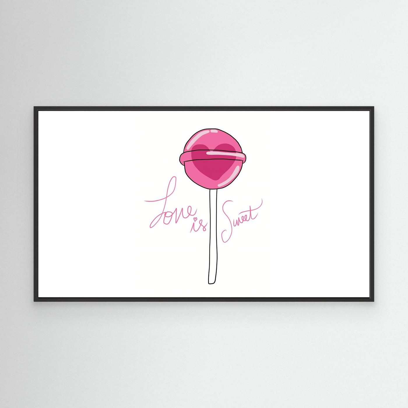Love Is Sweet Pink Lollipop Minimal Wallpaper