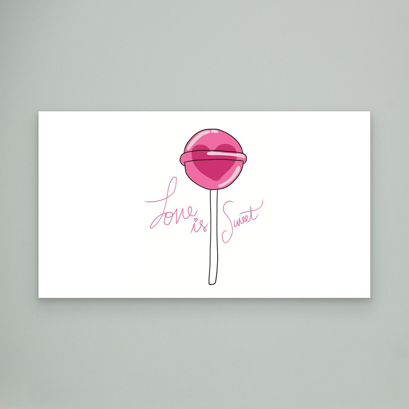 Love Is Sweet Pink Lollipop Minimal Wallpaper