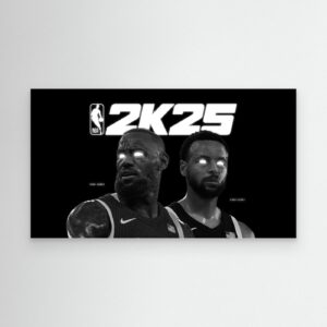 LeBron James & Stephen Curry Black and White Glowing Eyes Basketball Digital Art