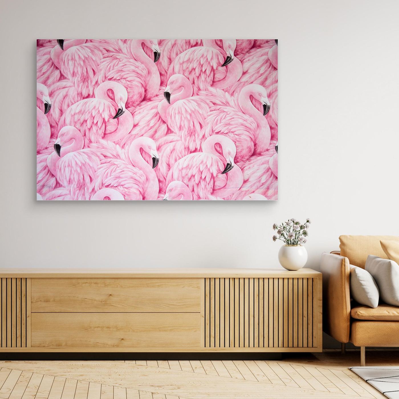 Elegant Pink Flamingo Seamless Patter Wallpaper