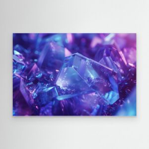 Blue & Purple Crystal Abstract Background – Glowing Gemstone Macro Digital Art