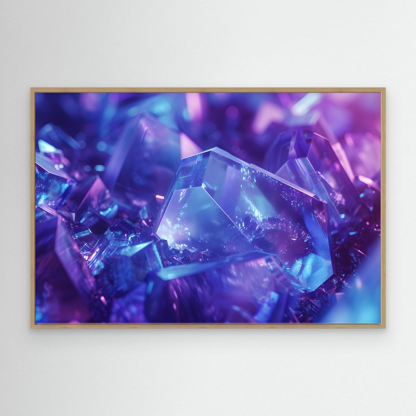 Blue & Purple Crystal Abstract Background – Glowing Gemstone Macro Digital Art