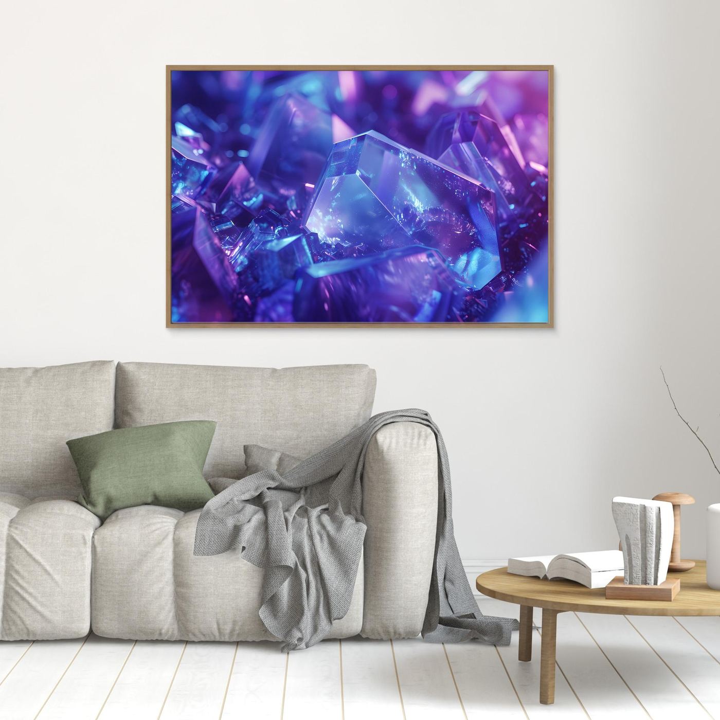 Blue & Purple Crystal Abstract Background – Glowing Gemstone Macro Digital Art