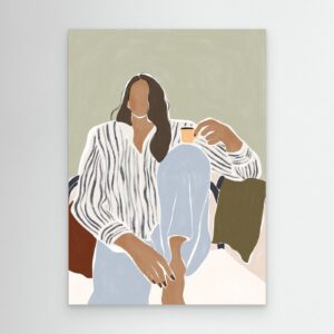 Woman Enjoying a Cup of Espresso by Ivy Green Illustrations