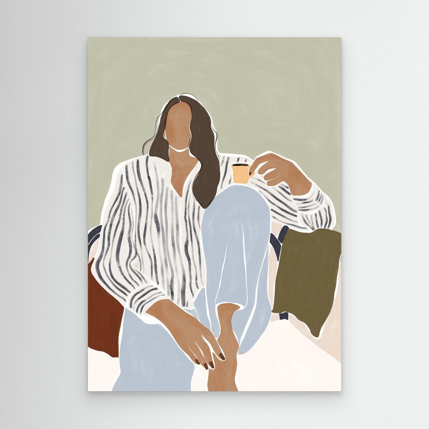 Woman Enjoying a Cup of Espresso by Ivy Green Illustrations