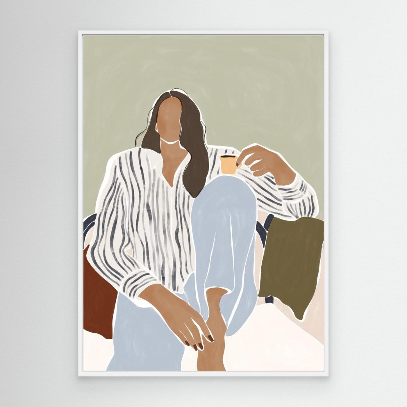 Woman Enjoying a Cup of Espresso by Ivy Green Illustrations
